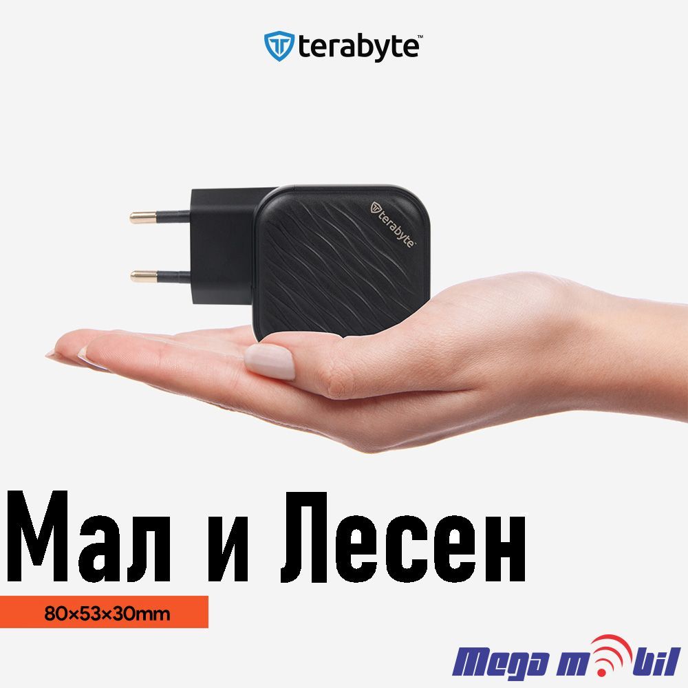 Polnac 220V Univerzalen Terabyte TR65W, GaN, PPS, PD 3.0, QC 3.0, 65W black