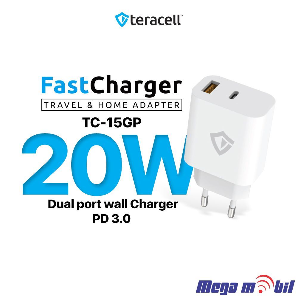 Polnac 220V Type C Teracell Evolution TC-15GP, QC 3.0, PD 3.0, 20W white