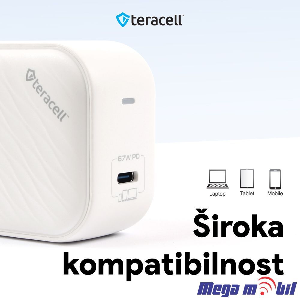 Polnac 220V Type C Teracell Evolution TC-17GP, GaN, PPS, PD 3.0, 67W white