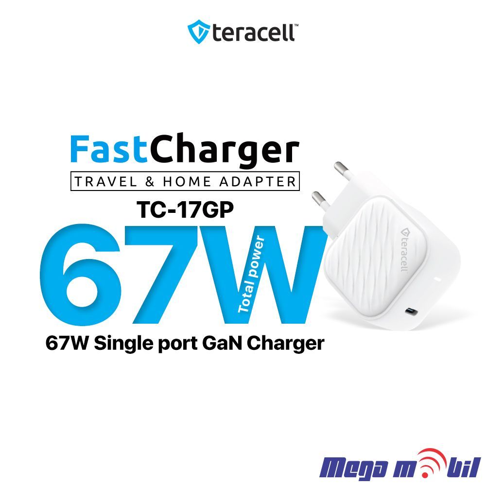 Polnac 220V Type C Teracell Evolution TC-17GP, GaN, PPS, PD 3.0, 67W white