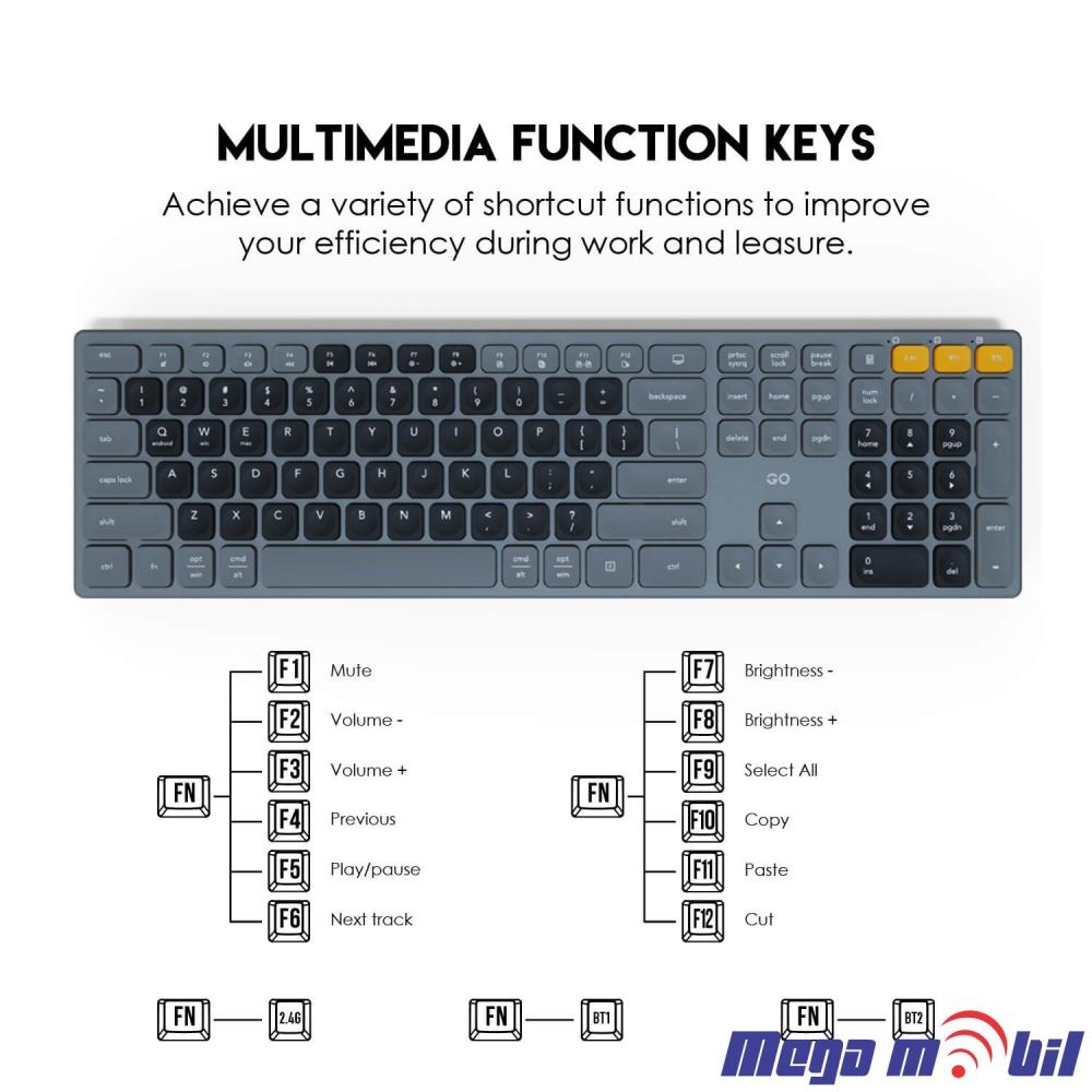 Tastatura Fantech GO WK895 Wireless Combo grey
