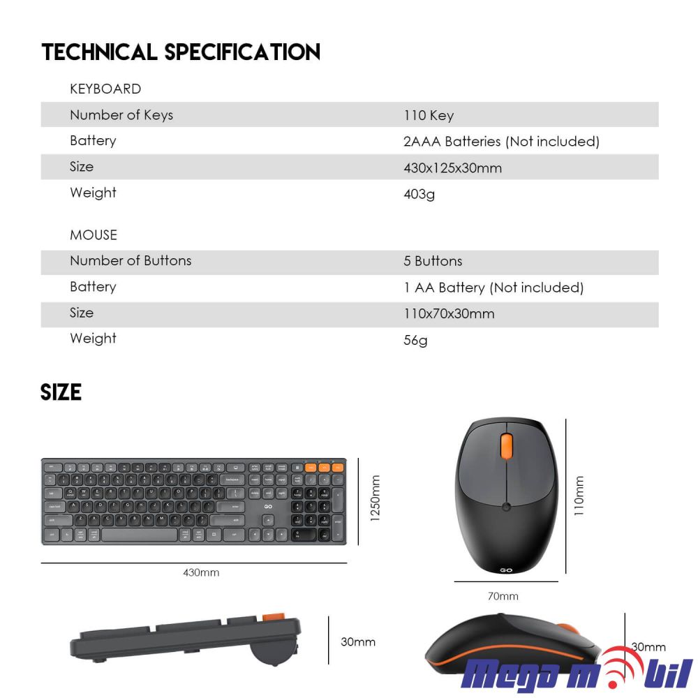 Tastatura Fantech GO WK895 Wireless Combo grey