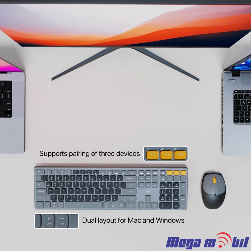 Tastatura Fantech GO WK895 Wireless Combo grey