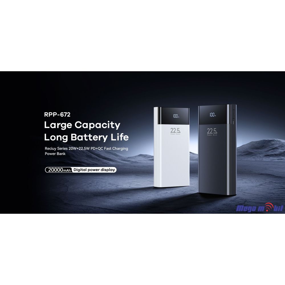 Baterija eksterna 20000mAh REMAX Reciuy RPP-672 FAST+PD black