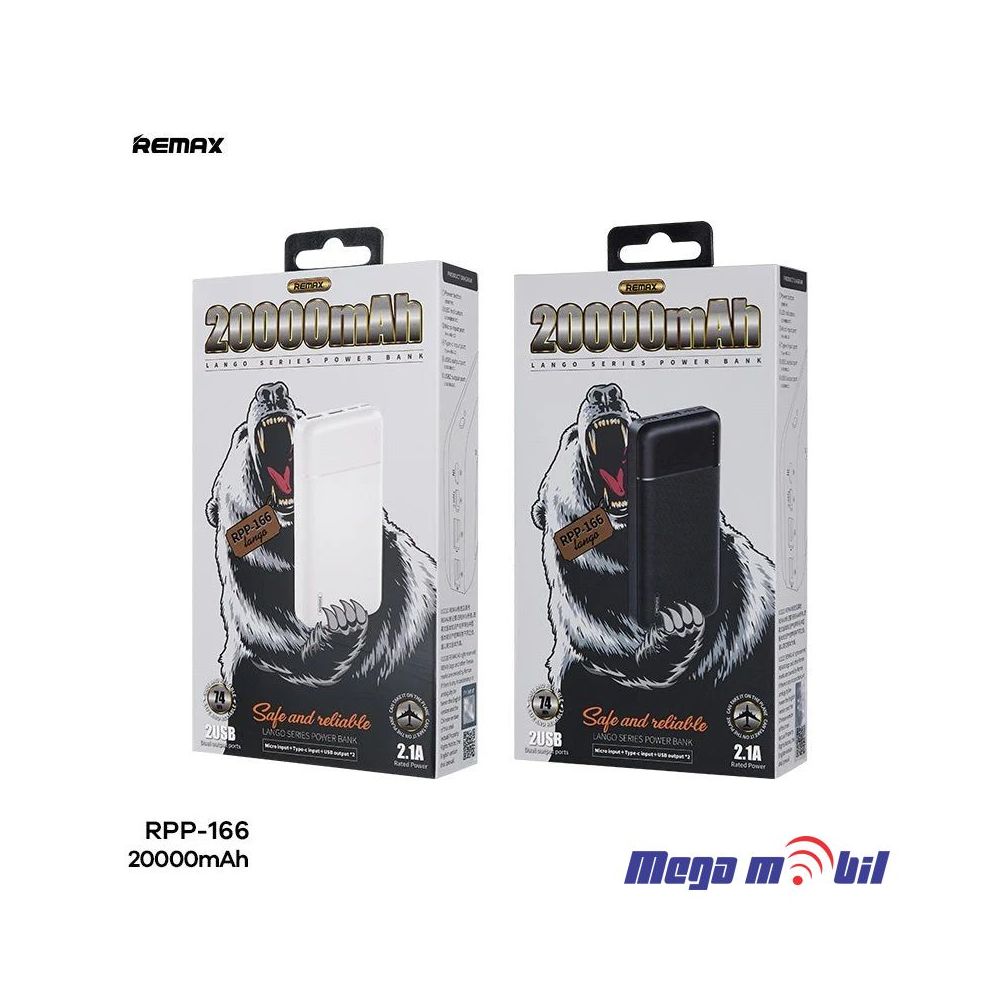 Baterija eksterna 20000mAh REMAX Lango RPP-166 white