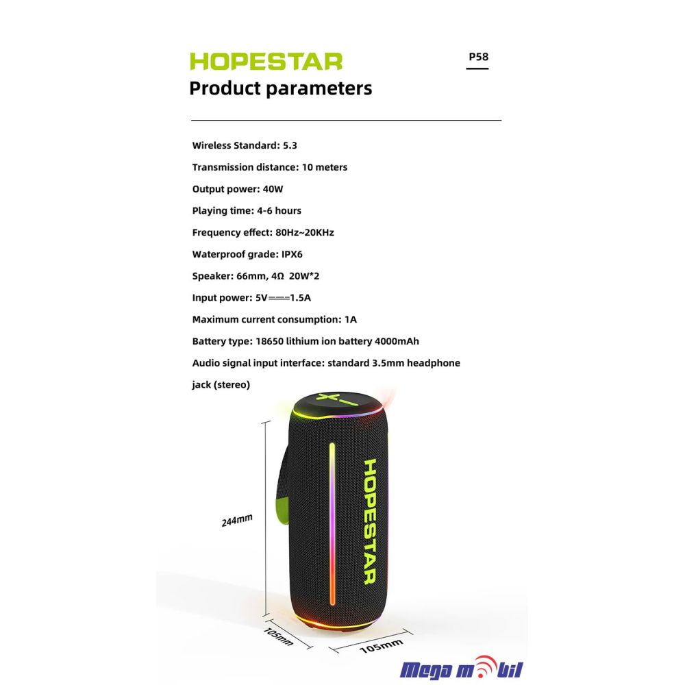 Zvucnik Bluetooth Hopestar P58 grey