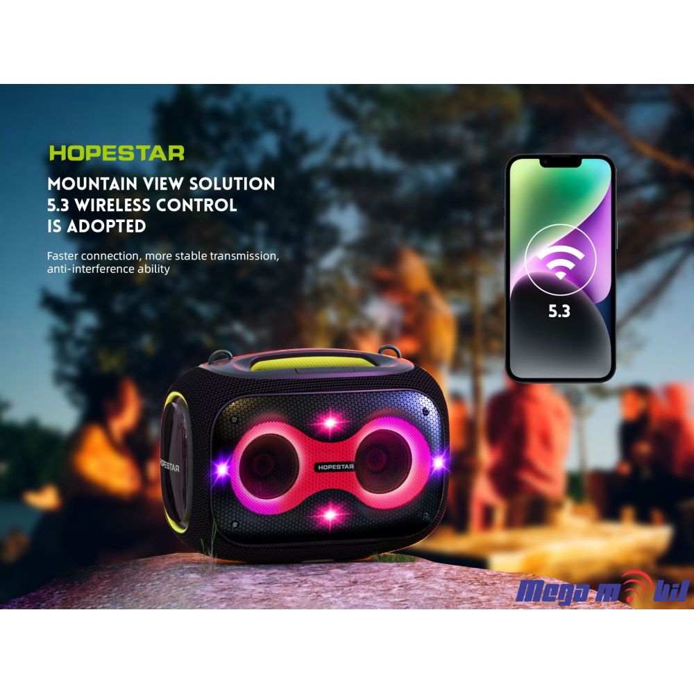 Zvucnik Bluetooth Karaoke Hopestar PARTYBOX so 2 mikrofona black