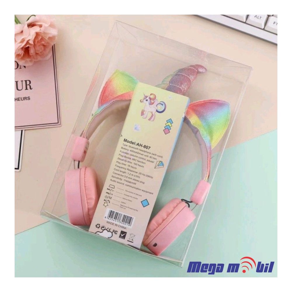 Slusalki Bluetooth Unicorn AH-807 pink.