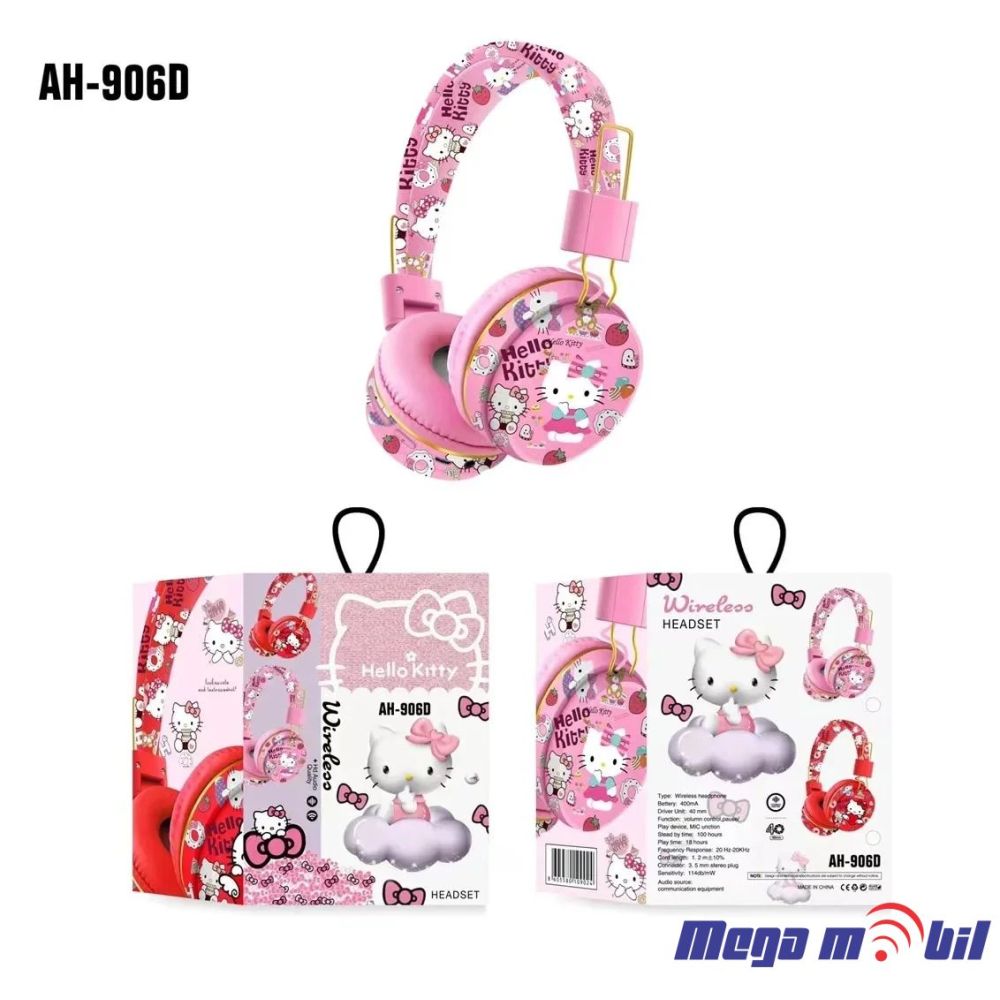 Slusalki Bluetooth Hello Kitty AH-906D pink.