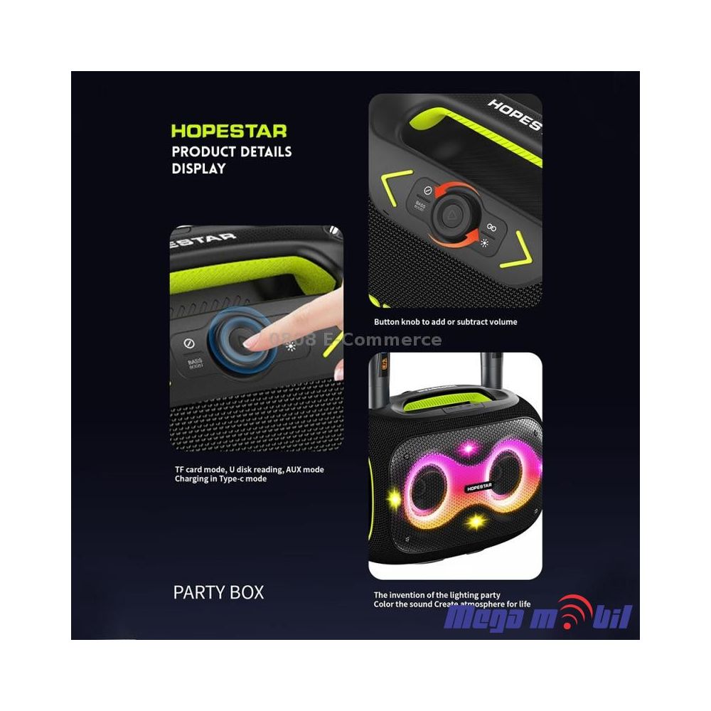 Zvucnik Bluetooth Karaoke Hopestar PARTYBOX so 2 mikrofona blue