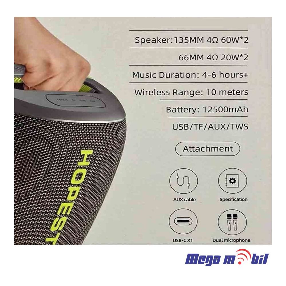 Zvucnik Bluetooth Karaoke Hopestar PARTY 500 so 2 mikrofona black