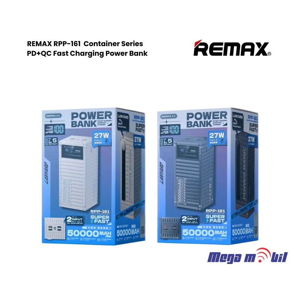 Baterija eksterna 50000mAh REMAX Container RPP-161 FAST 22.5W+PD 27W white