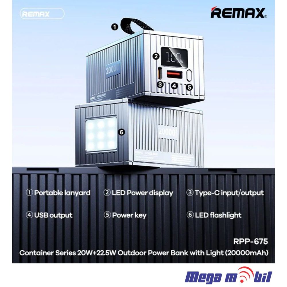 Baterija eksterna 50000mAh REMAX Container RPP-161 FAST 22.5W+PD 27W white