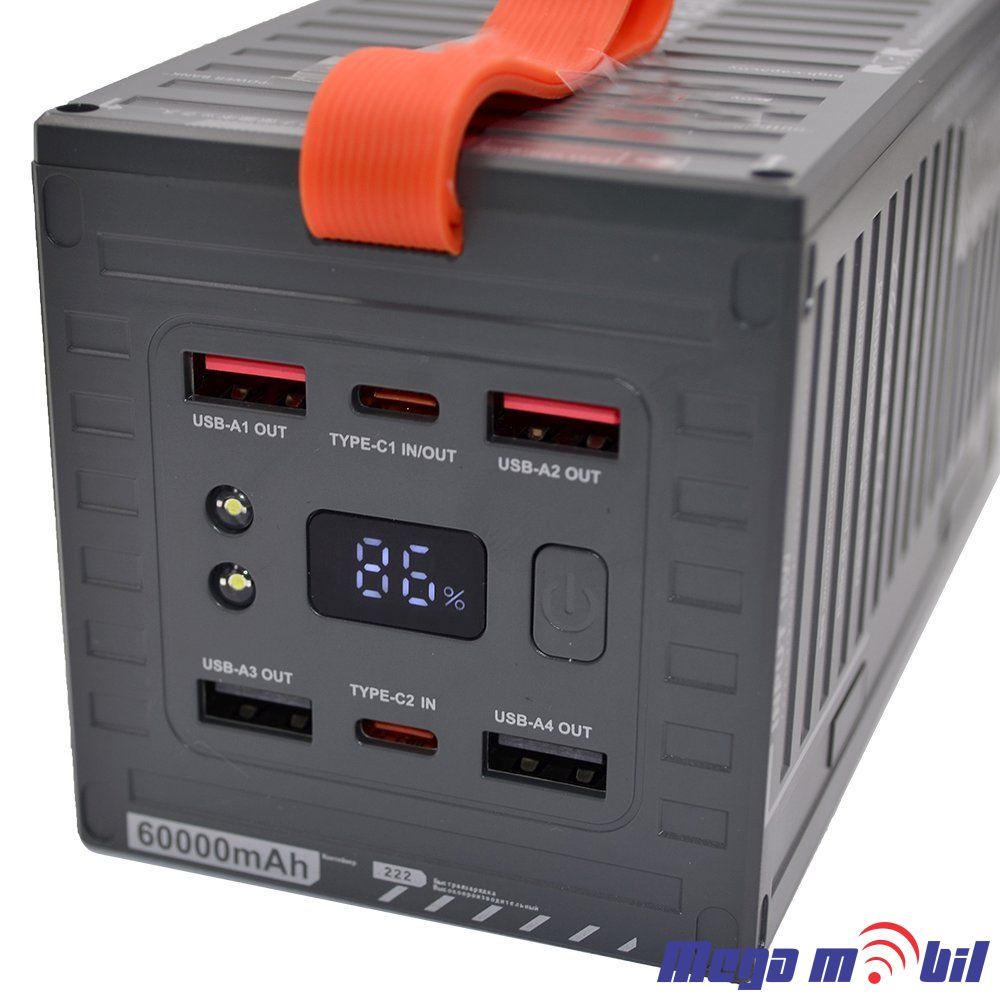 Baterija eksterna 60000mAh REMAX Container RPP-609 FAST 22.5W+PD 20W gray