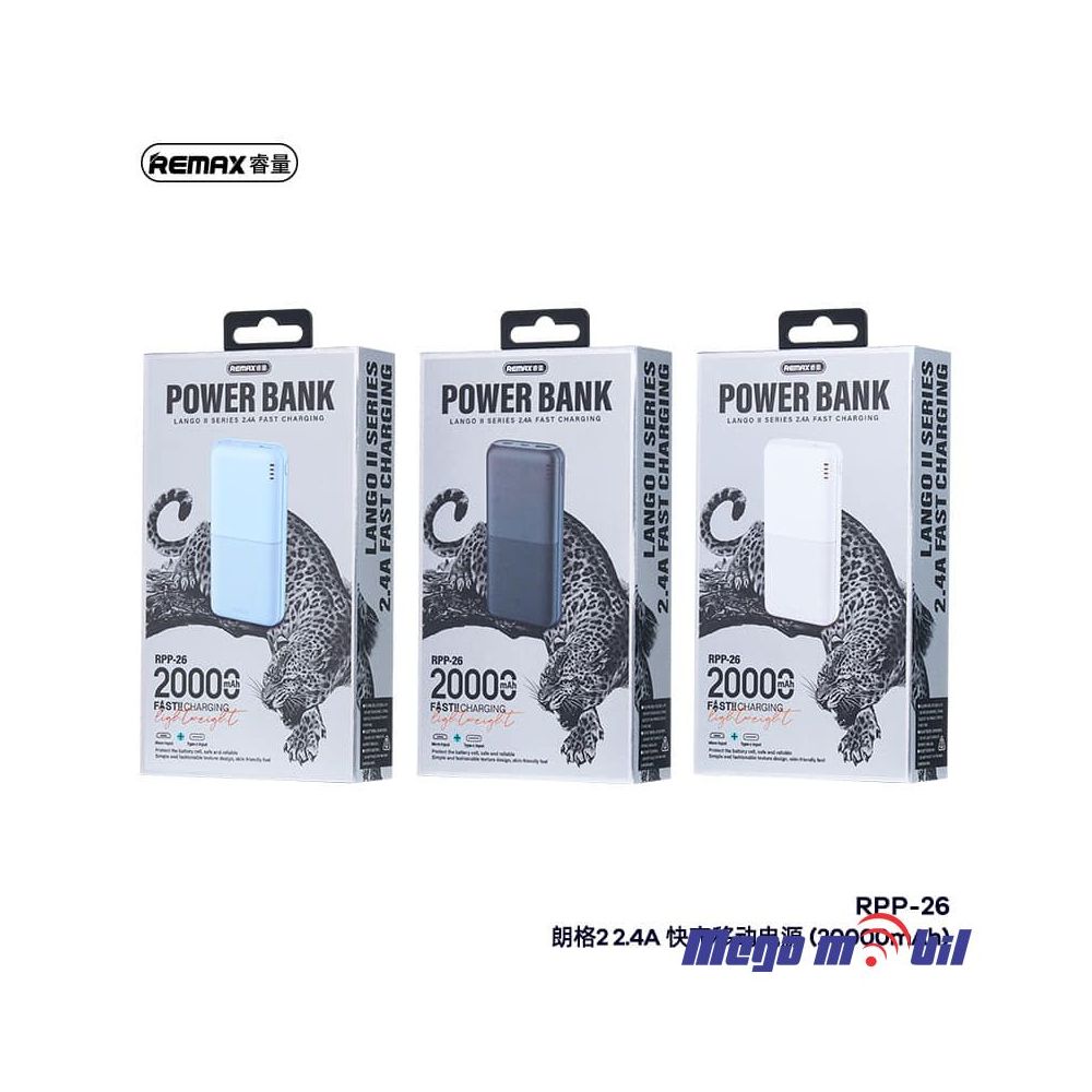 Baterija eksterna 20000mAh REMAX Lango II RPP-26 blue