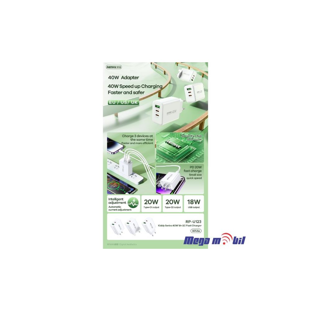Polnac 220V REMAX Kiddy 40W PD+QC RP-U123