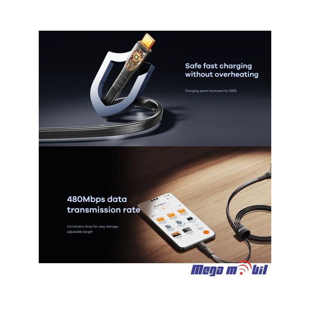 Data Kabel Type C REMAX Prime RC-C167 66W 1.2m Fast black