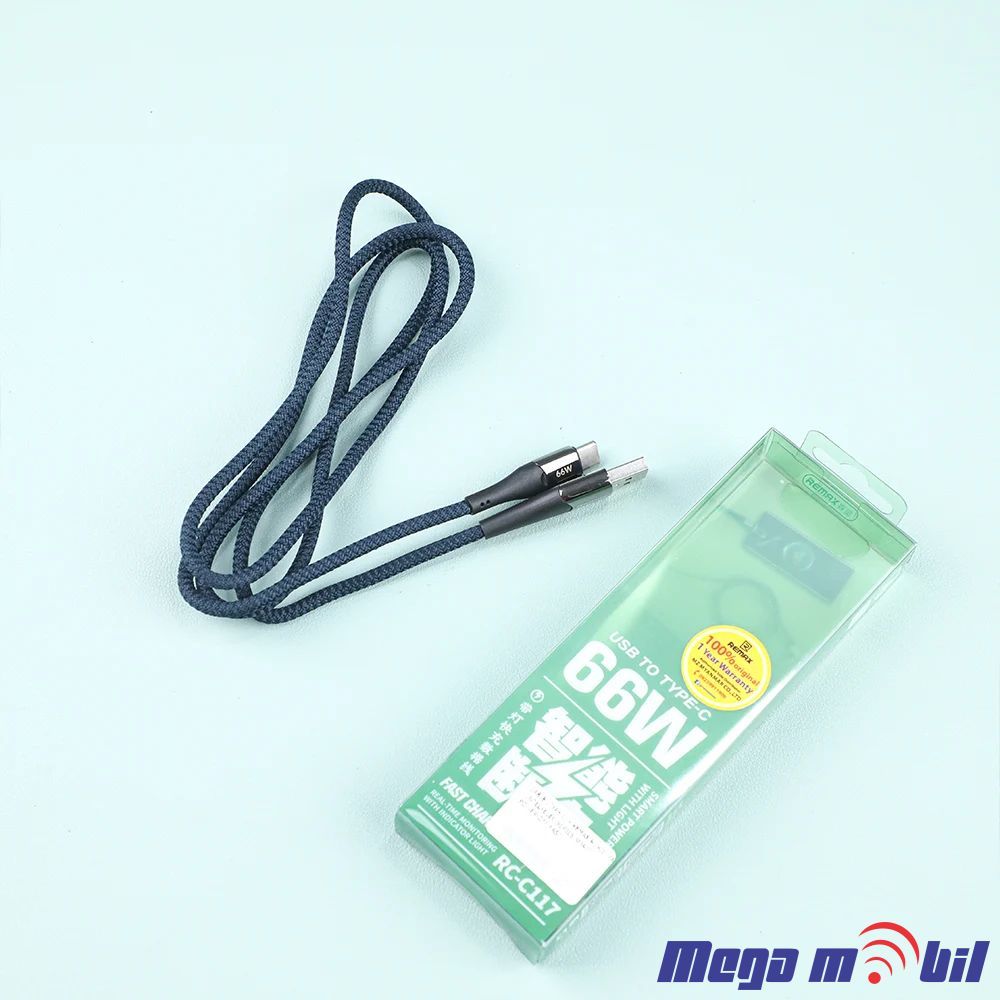 Data Kabel Type C REMAX Intelyelec RC-C117 66W Fast blue