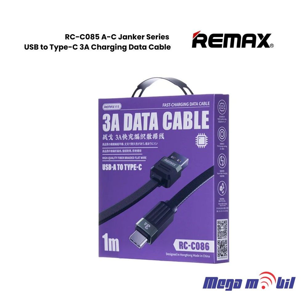 Data Kabel Type C REMAX Janker RC-C086 3A Fast black
