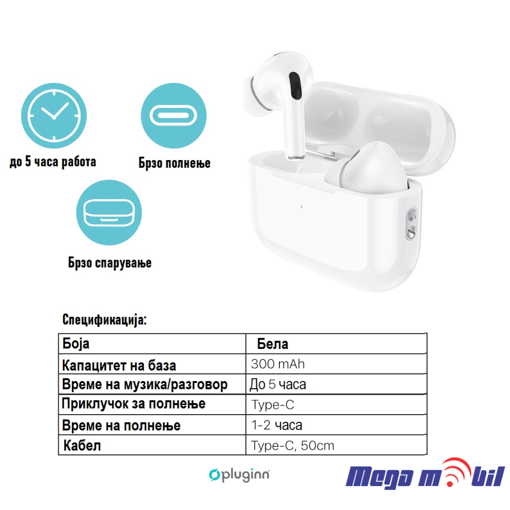 Slusalki Bluetooth Pluginn Airpods Pro