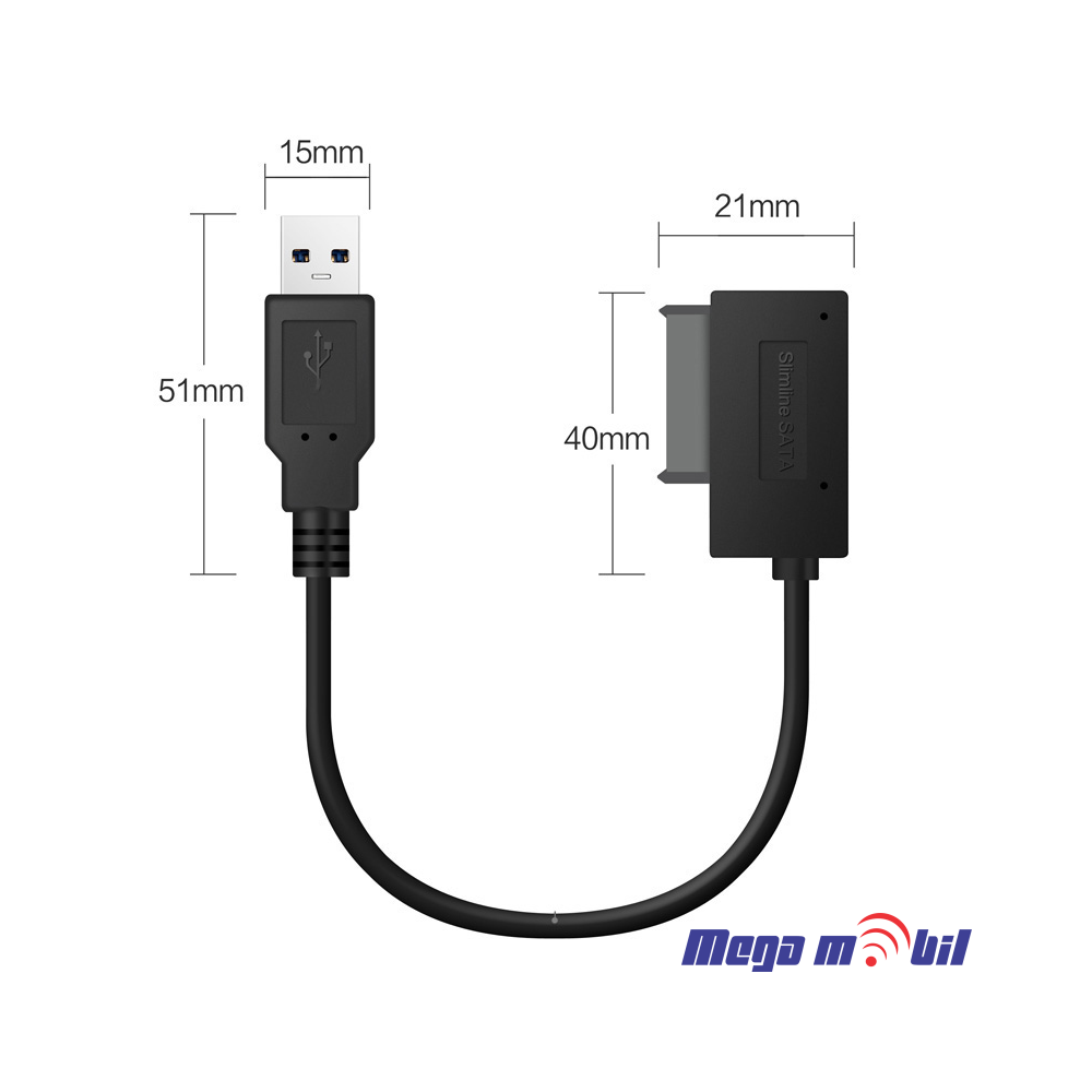 Adapter USB 3.0 na SATA 7+6 13pin za laptop opticki ured