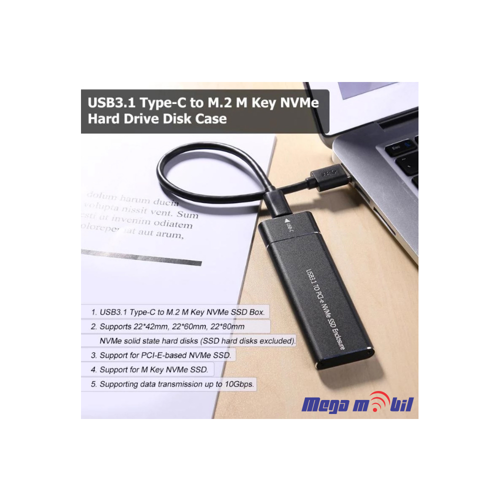 Adapter SSD NVMe na Type C