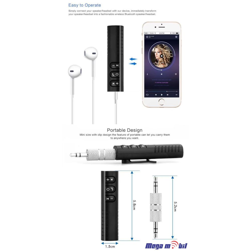 Wireless Car Bluetooth receiver 3.5mm B09