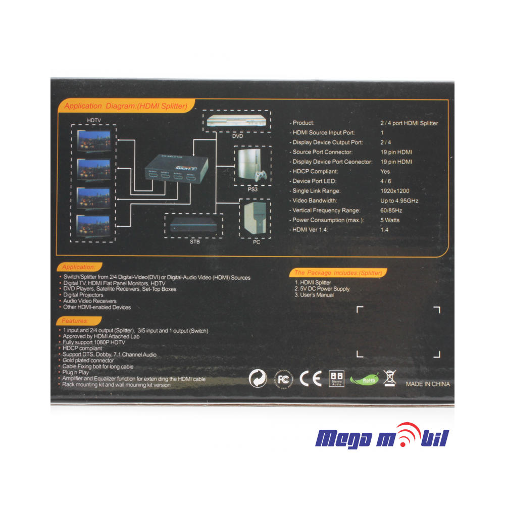 HDMI Spliter 4 port JWD-H14