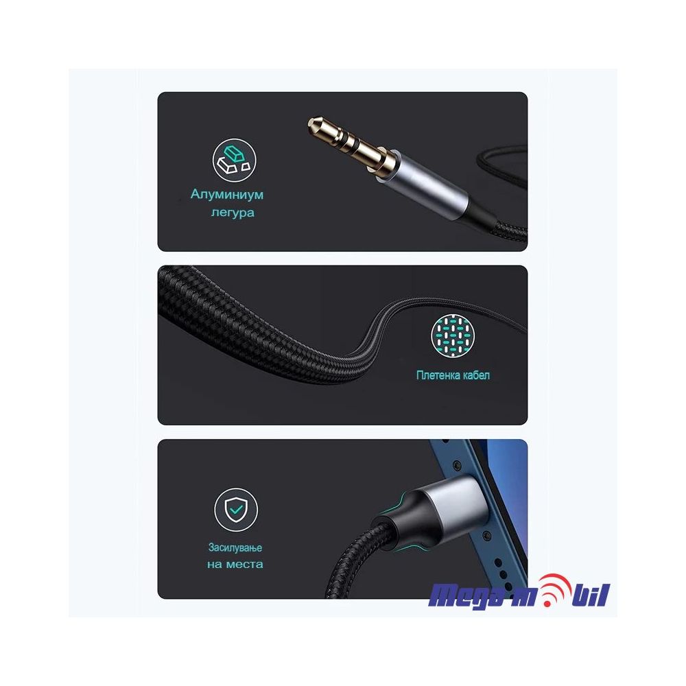 Kabel Pluginn 3.5mm na Type C 1m black