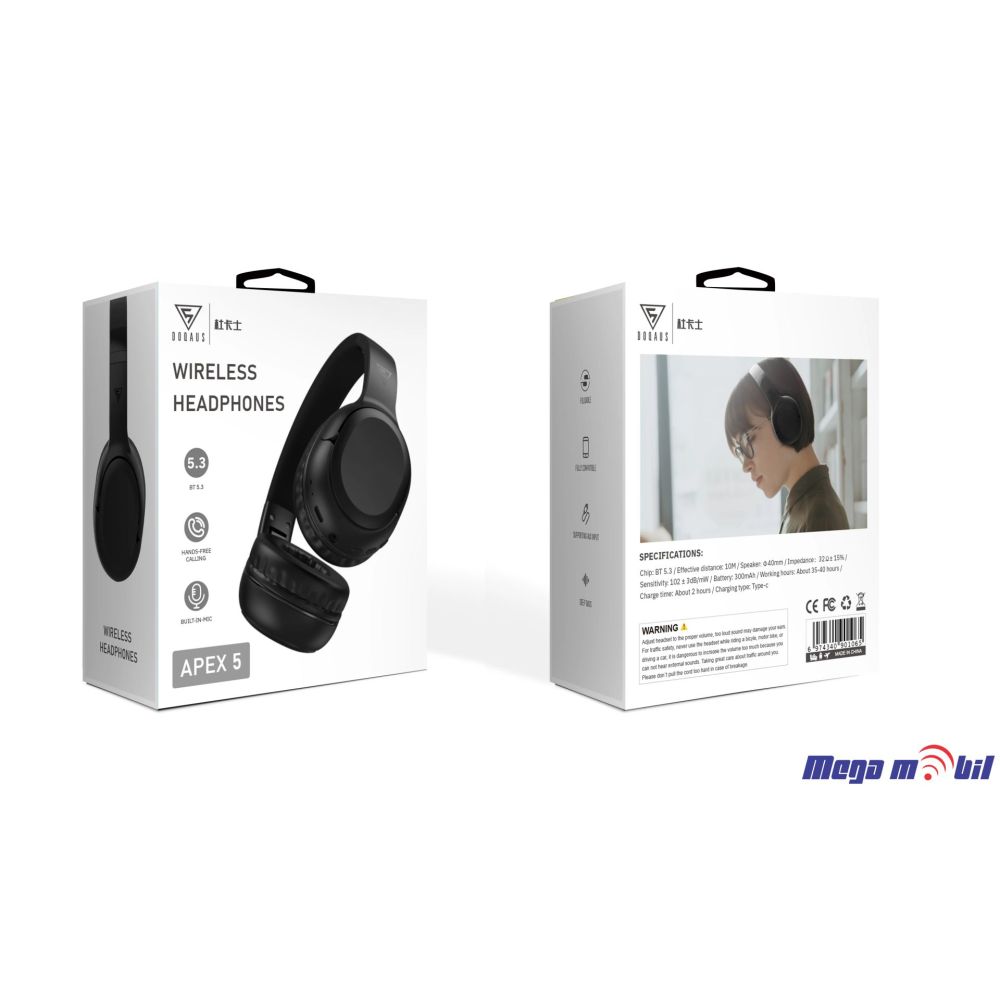 Slusalki Bluetooth APEX 5 white