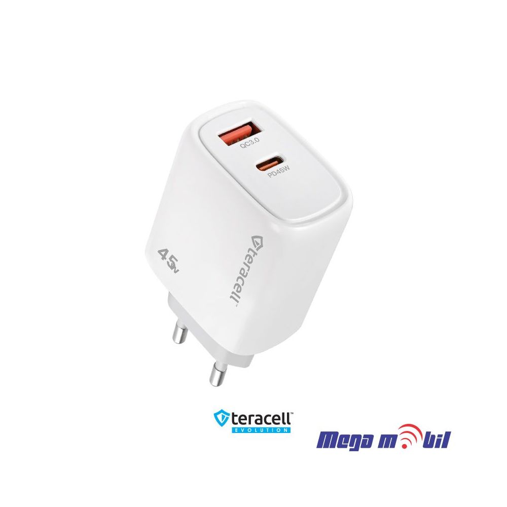 Polnac 220V iPhone Teracell Evolution TC-19, GaN, QC, PD, 45W white