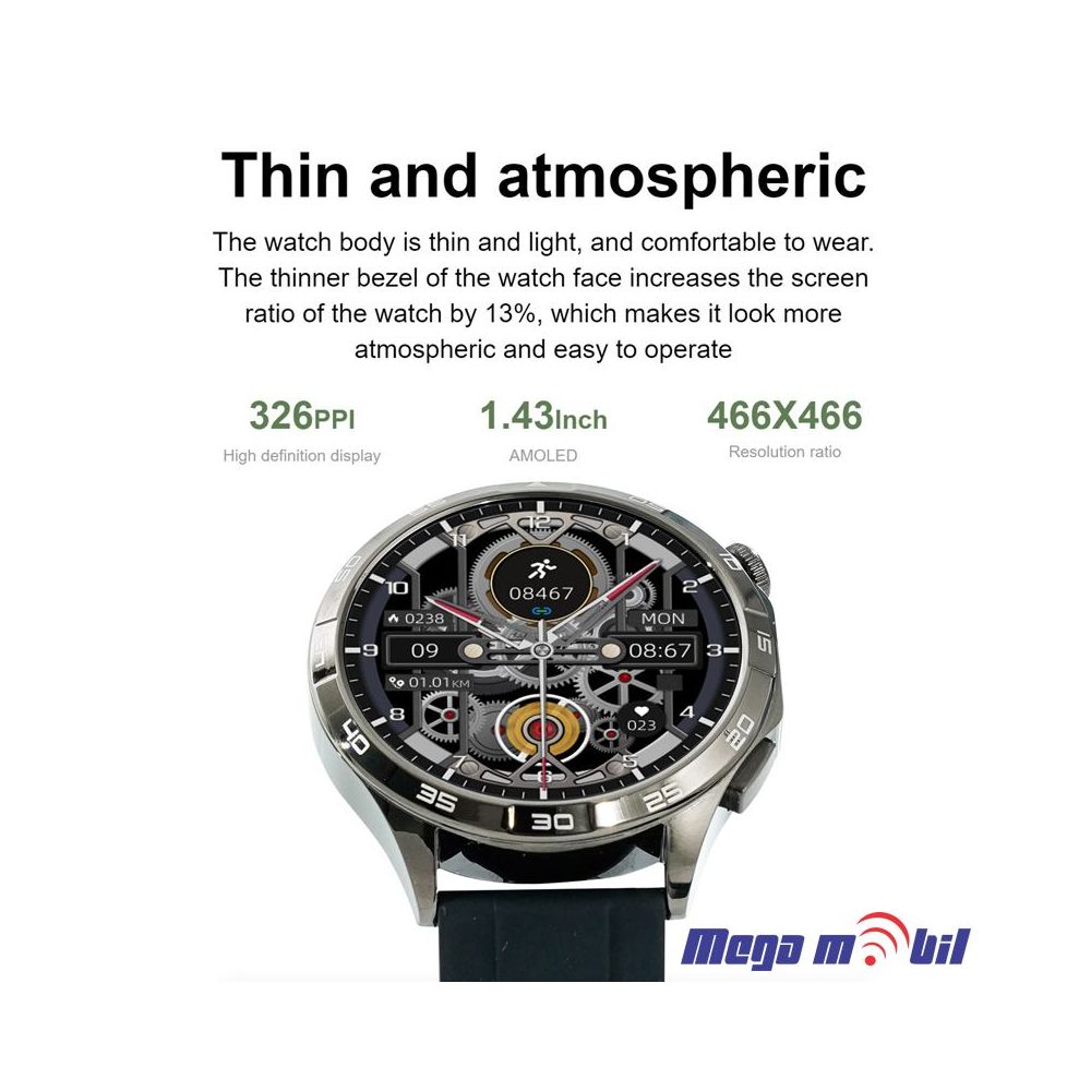Smart Watch DT4 black (silikonsko remce)