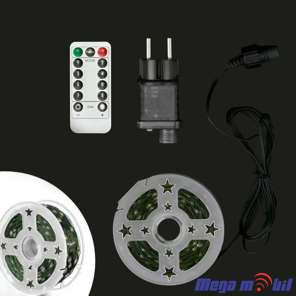 Novogodisen ukras LED sijalicki RGB (100m) so dalecinsko