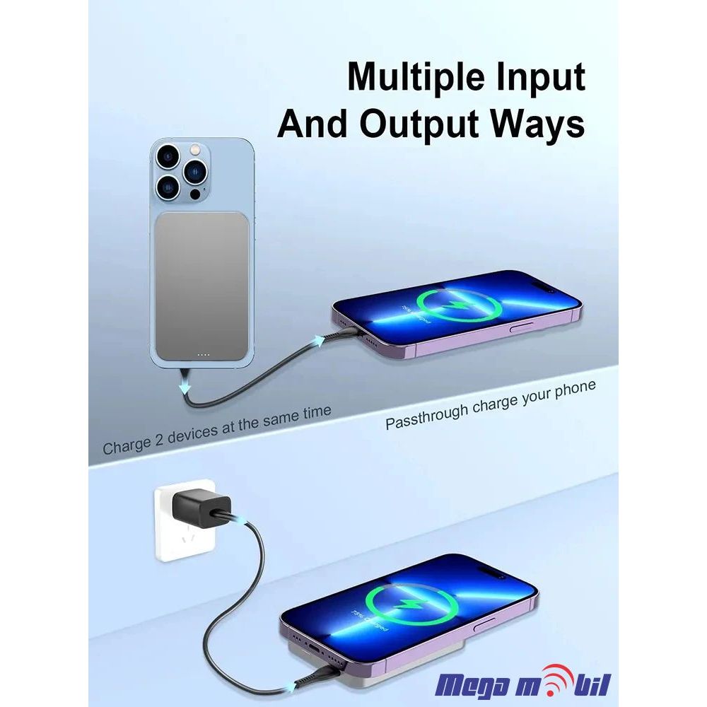 Baterija eksterna 5000mAh Magnetic Wireless MagSafe
