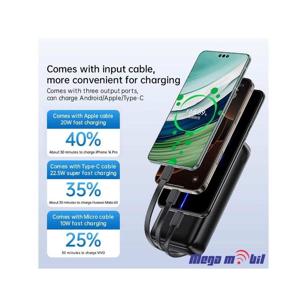 Baterija eksterna 10000mAh REMAX FCP-1 FAST 22.5W+PD 20W white