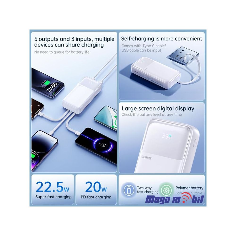 Baterija eksterna 10000mAh REMAX FCP-1 FAST 22.5W+PD 20W black