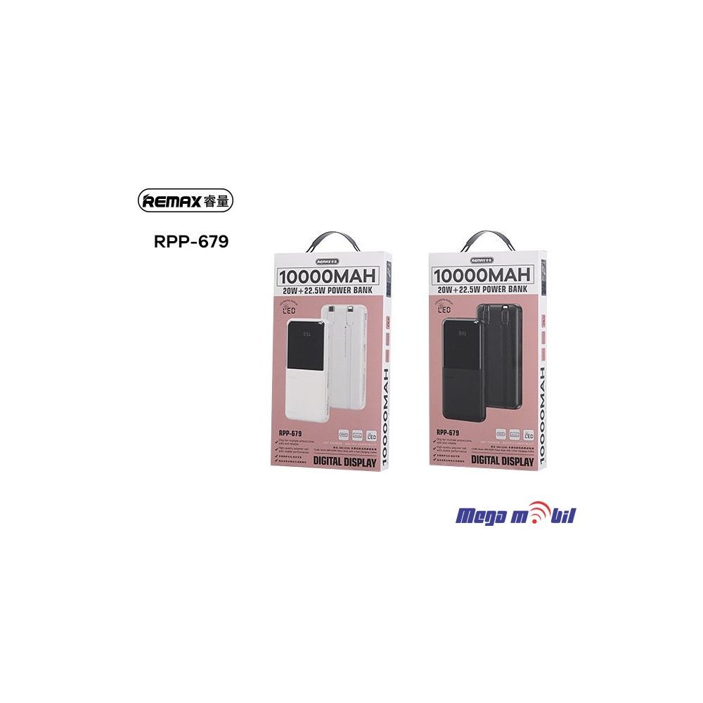 Baterija eksterna 10000mAh REMAX Cynlle RPP-679 FAST+PD +2 fast charging cables white