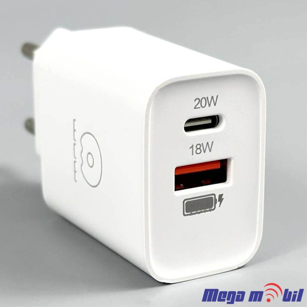 Polnac 220V iPhone/Type C PD WUW-T101 PD20W+QC18W so dva kabli