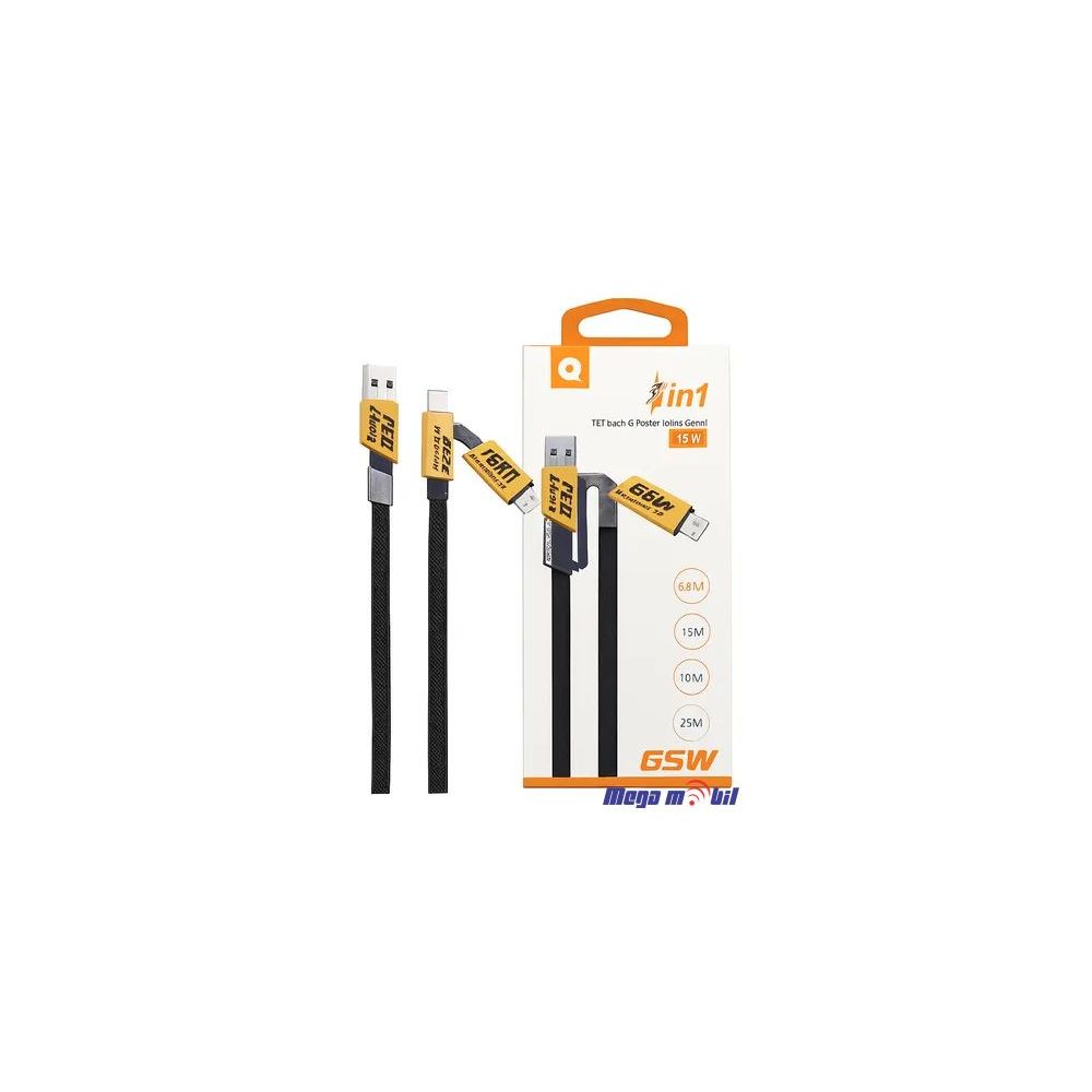 Data Kabel WUW-X207 4 vo 1 65W 1m FAST yellow