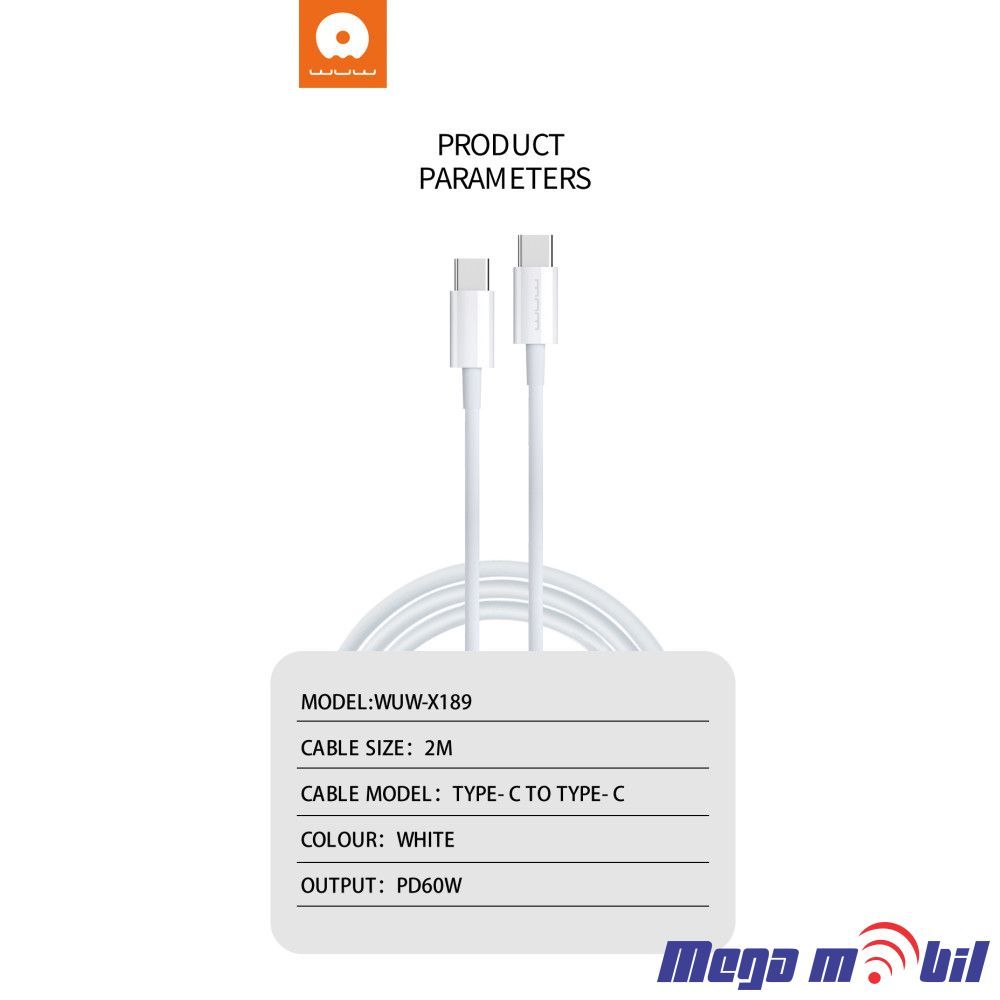 Data Kabel Type C PD WUW-X189 60W 2m FAST white