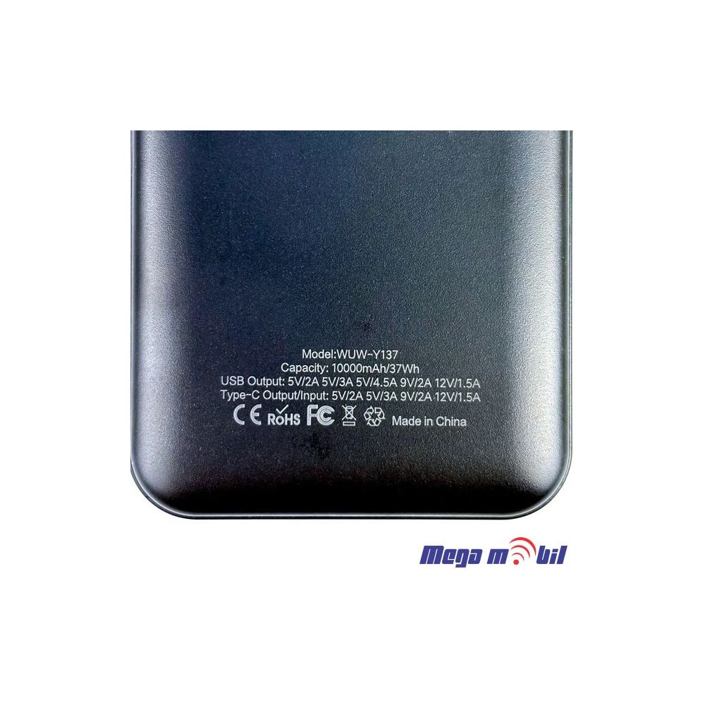 Baterija eksterna 10000mAh WUW-Y137 FAST+PD 22.5W black