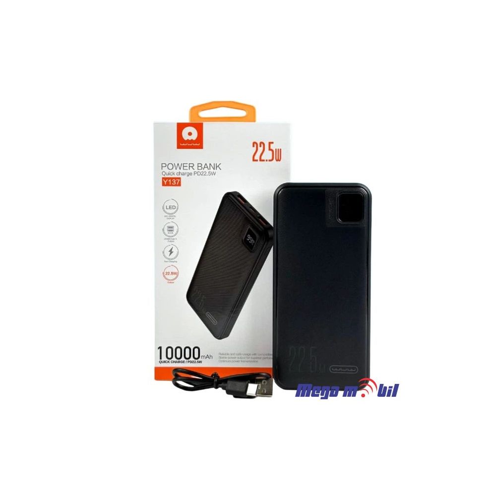Baterija eksterna 10000mAh WUW-Y137 FAST+PD 22.5W black
