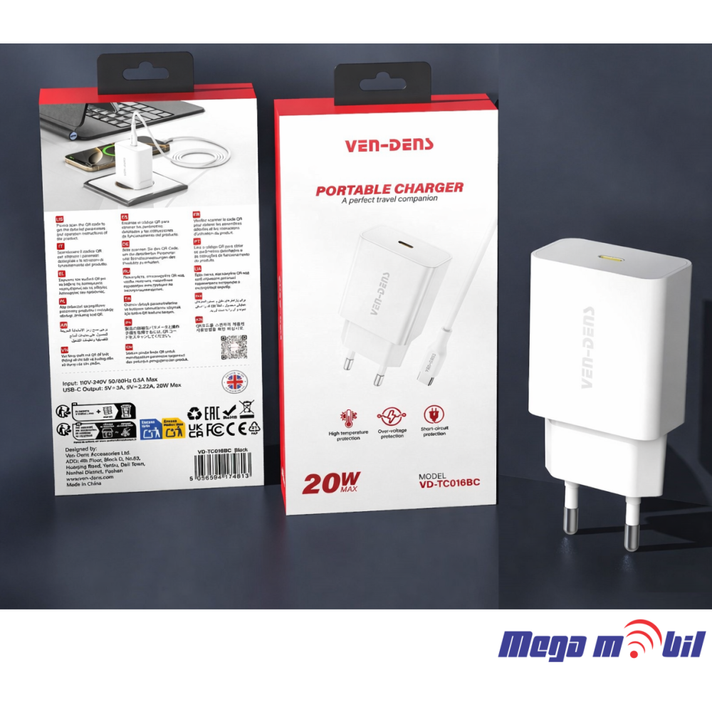 Polnac 220V iPhone VD-TC016BC+DC20CL PD 20W white