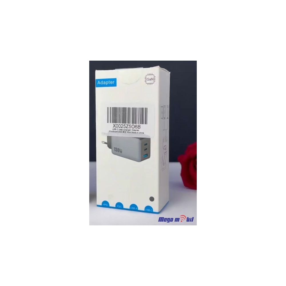 Polnac 220V Univerzalen HX-P14 2XPD+1USB GaN, PPS, PD 3.0, QC 3.0, 130W white