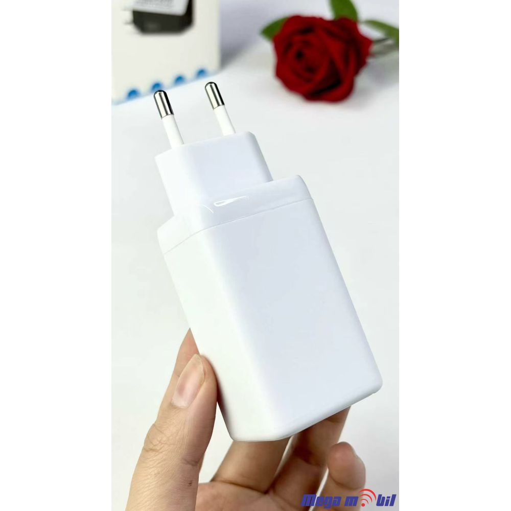 Polnac 220V Univerzalen HX-P14 2XPD+1USB GaN, PPS, PD 3.0, QC 3.0, 130W white