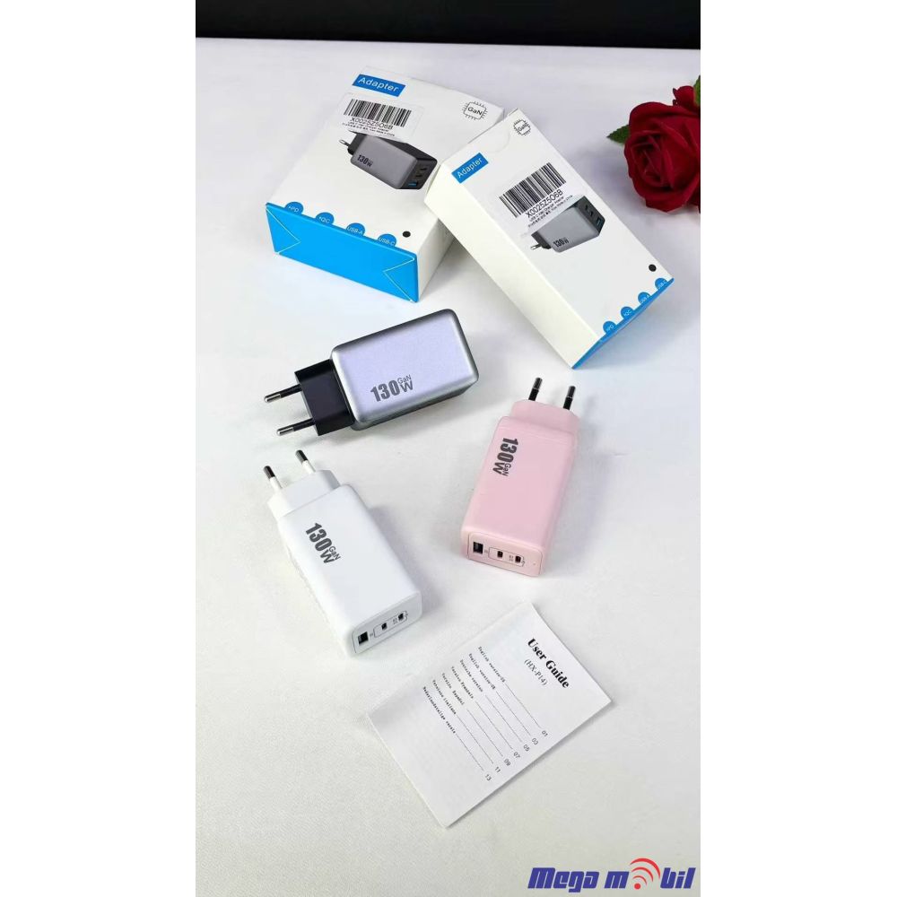 Polnac 220V Univerzalen HX-P14 2XPD+1USB GaN, PPS, PD 3.0, QC 3.0, 130W white