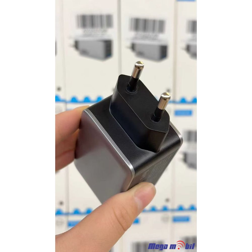 Polnac 220V Univerzalen HX-P14 2XPD+1USB GaN, PPS, PD 3.0, QC 3.0, 130W black