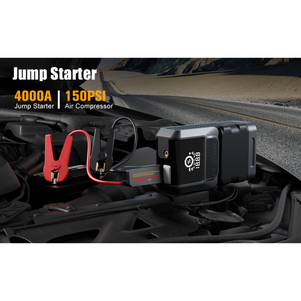 Kompresor so Starter 10000mah Q13 4 vo 1 