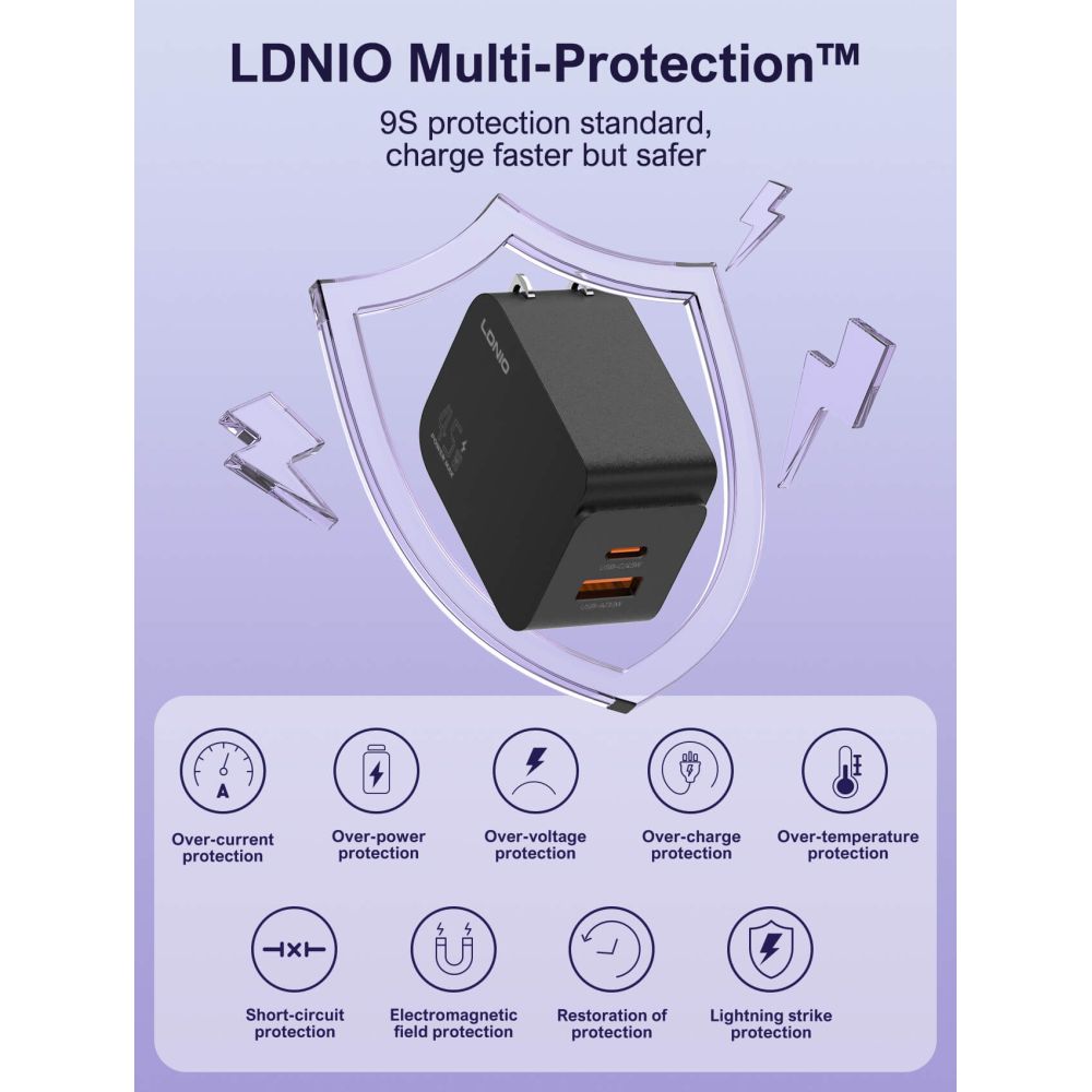Polnac 220V LDNIO Q3 PPS PD 45W, QC4.0 30W black