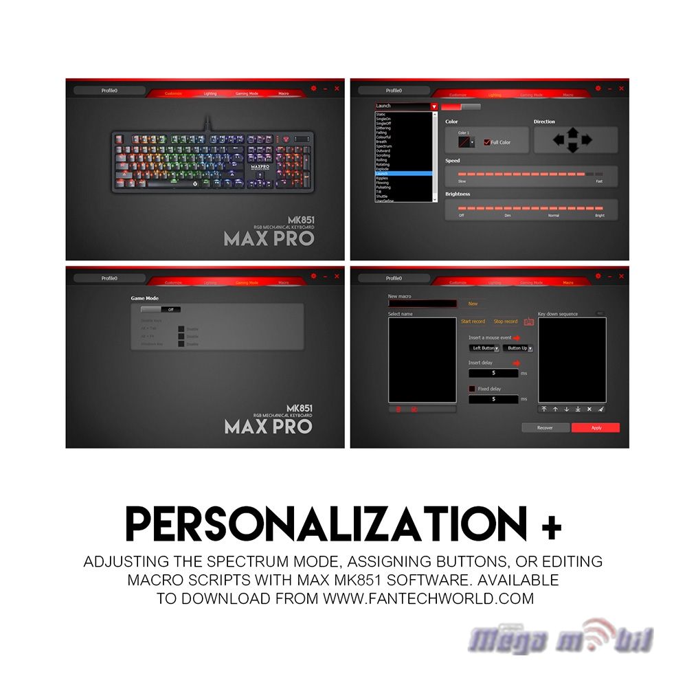 Tastatura Fantech Gaming Mechanical MK851 RGB Max Pro black.